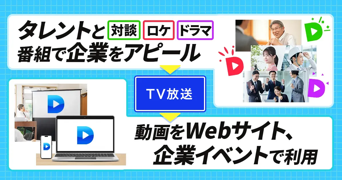 タレントと番組で企業をアピール→動画をWebサイト、企業イベントで利用
